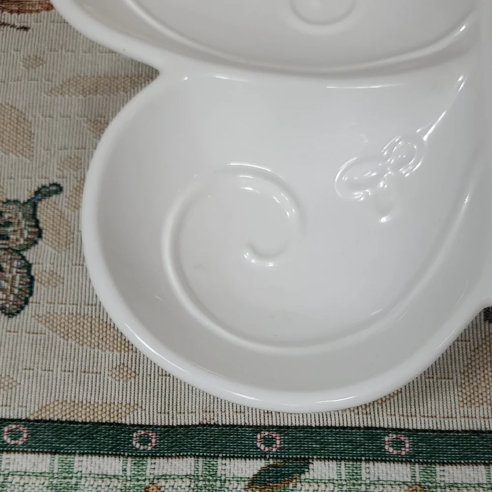 White Butterfly Divided Ceramic Serving Dish Tray Plate